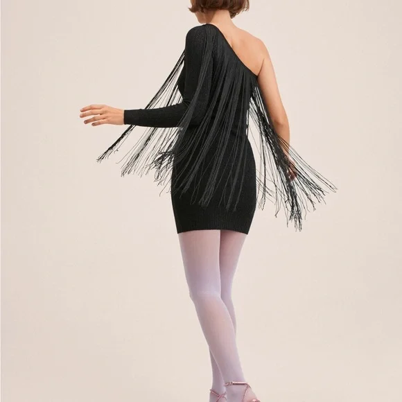 Mango Asymmetrical Fringe Dress - Size M - Picture 5 of 9